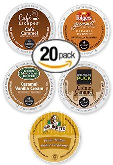 20-count-K-cup-for-Keurig-Brewers-Caramel-Delight-Flavored-Coffee-Variety-Pack-Featuring-Van-Houtte-Folgers-Green-Mountain-Wolfgang-Puck-and-Cafe-Escapes-Cups-0
