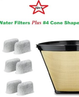 4-Cone-Shape-Permanent-Coffee-Filter-a-set-of-12-Charcoal-Water-Filters-for-Cuisinart-DCC-RWF1-Coffeemakers-0