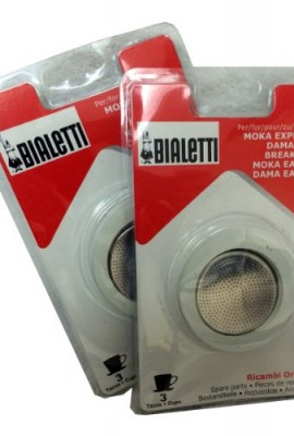 Bialetti-2-Packs-of-06960-total-of-SIX-replacement-gaskets-and-TWO-Bialetti-replacement-filter-plates-For-3-CUP-Bialetti-Moka-Express-Dama-Break-Moka-Easy-Dama-Easy-0