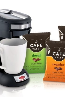 Caf-Valet-BlackSilver-Single-Serve-Coffee-Brewer-Starter-KitCombo-Includes-18-Count-Variety-Pack-of-Exclusive-Caf-Valet-Coffee-0