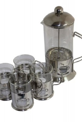 Essential-Dcor-Entrada-Collection-EN6165-5-Piece-Coffee-Press-Set-with-Coffee-Cup-Design-0