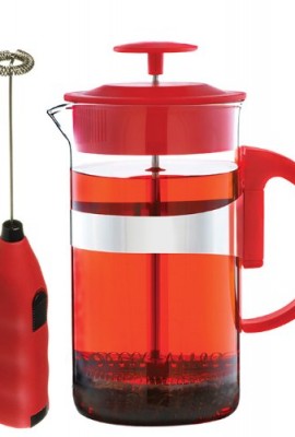 GROSCHE-Caf-Au-Lait-Coffee-and-Tea-Lovers-Gift-Set-34-oz-French-Press-a-Battery-Operated-Milk-Frother-A-15-Free-Value-Red-0
