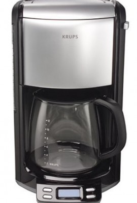 KRUPS-FME414-Programmable-Coffee-Maker-with-Glass-Carafe-and-LED-Control-panel-12-Cup-Black-and-Stainless-Steel-0