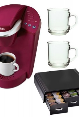 Keurig-K45-Elite-Brewing-System-Rhubarb-Mind-Reader-Anchor-Coffee-Pod-Storage-Drawer-Two-2-10oz-ARC-Handy-Glass-Coffee-Mugs-0