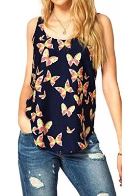 TonseeTM-1PC-Women-Butterfly-Print-Sleeveless-Chiffon-Vest-0