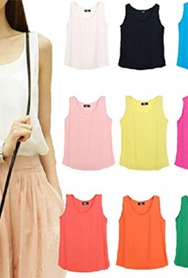 Womens-Chiffon-Sleeveless-Shirt-Vest-Tank-Tops-Blouse-Waistcoat-0